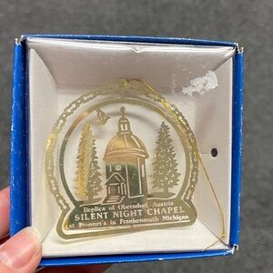 Bronners Frankenmuth Michigan Silent Night Chapel Ornament Christmas Brass